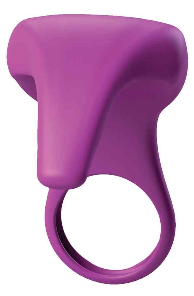 Anneau violet avec embout en forme de T. Base annulaire avec un embout.