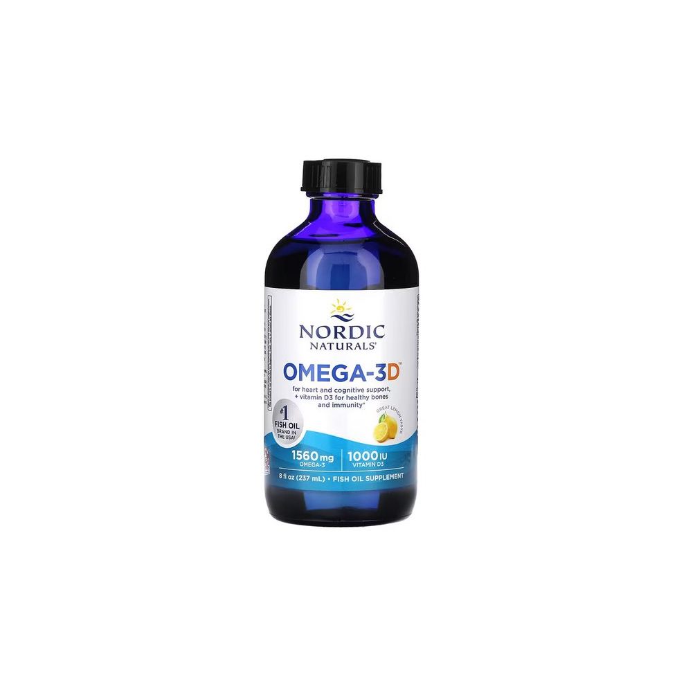 Nordic Naturals Omega-3 Vitamine D 1560 mg Citroen, fles van 237 ml.