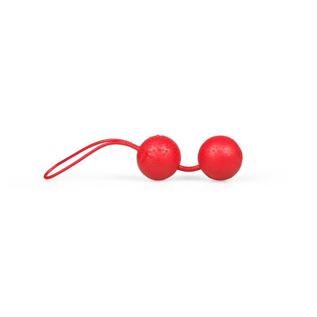 Billes Joyballs® Trend rouges avec cordon, texturées.