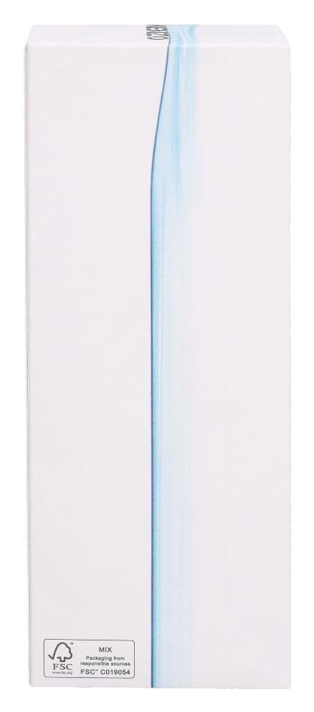 Emballage produit blanc pour L'Eau Kenzo Pour Femme. Décoré d'une vague d'eau bleue et de gouttes.