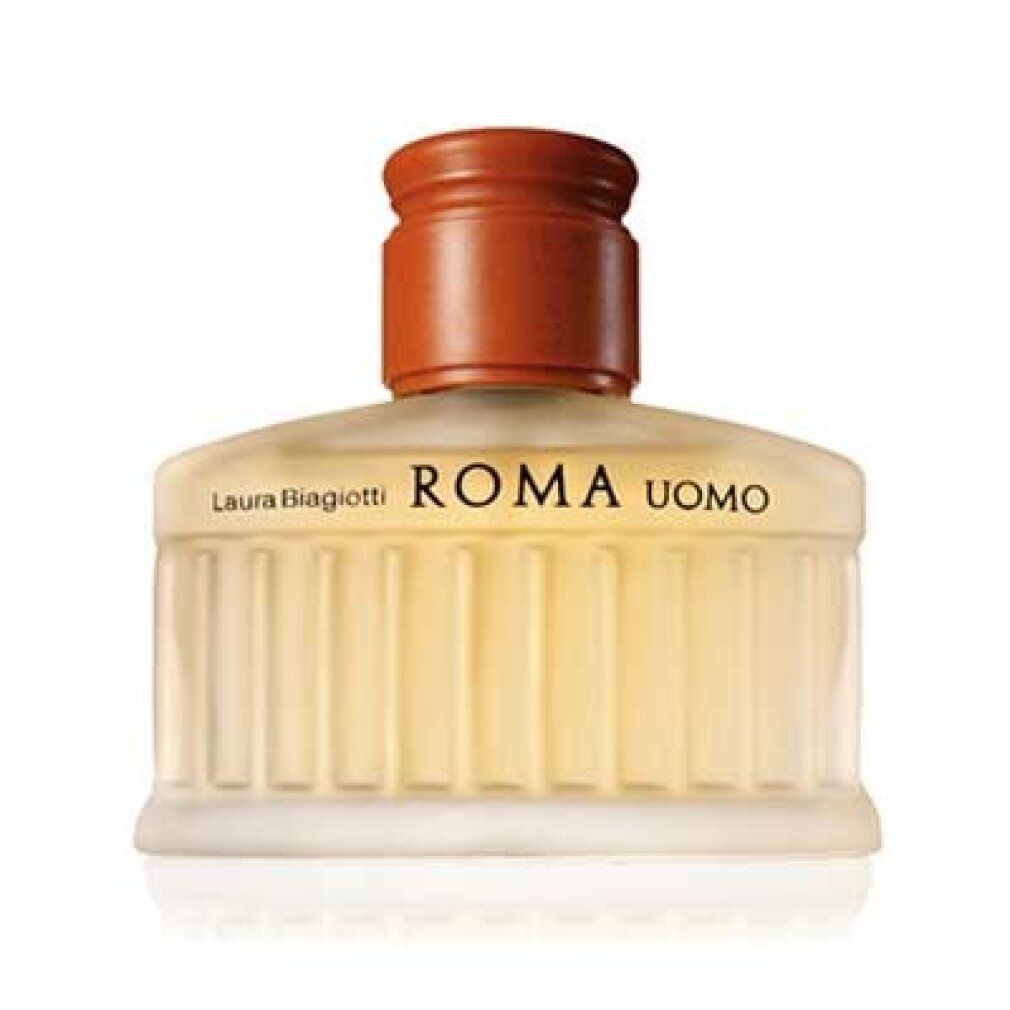 Laura Biagiotti Roma Uomo Eau de Toilette fles met bruine dop.