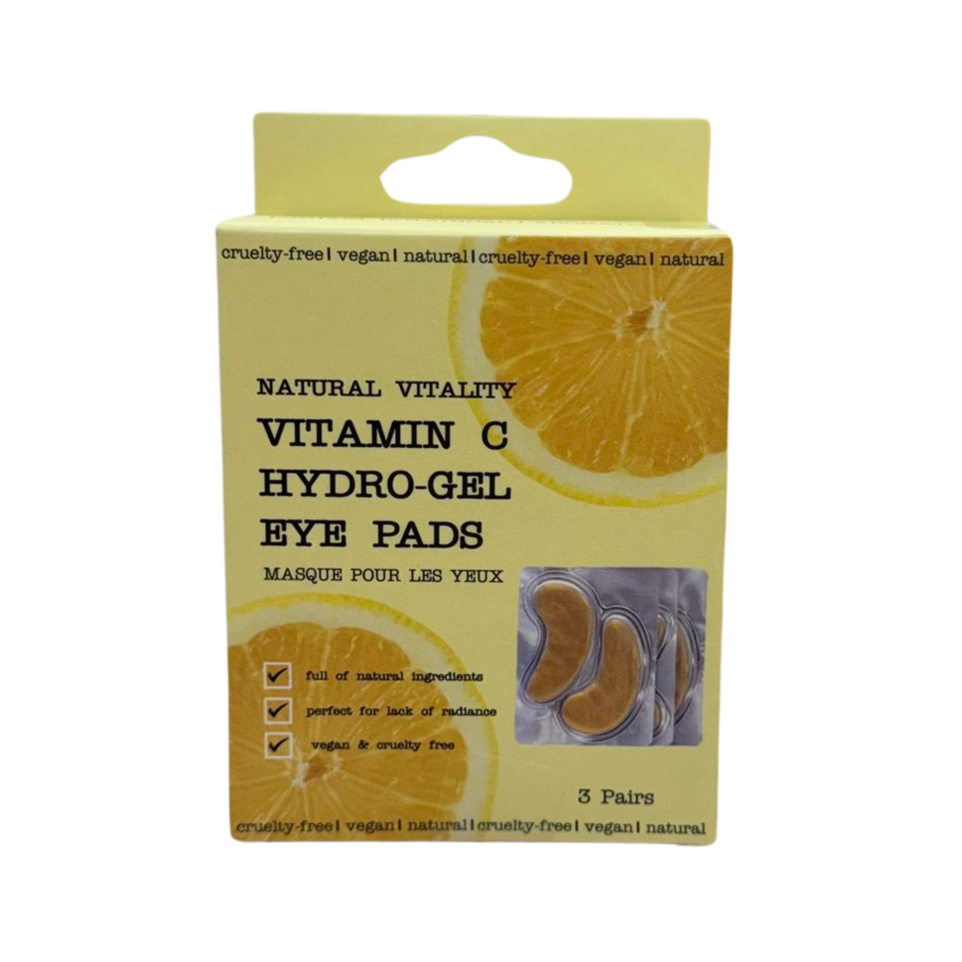 London Botanical Laboratories Vitamin C Hydro-Gel Eye Pads, 3 paires, emballage.