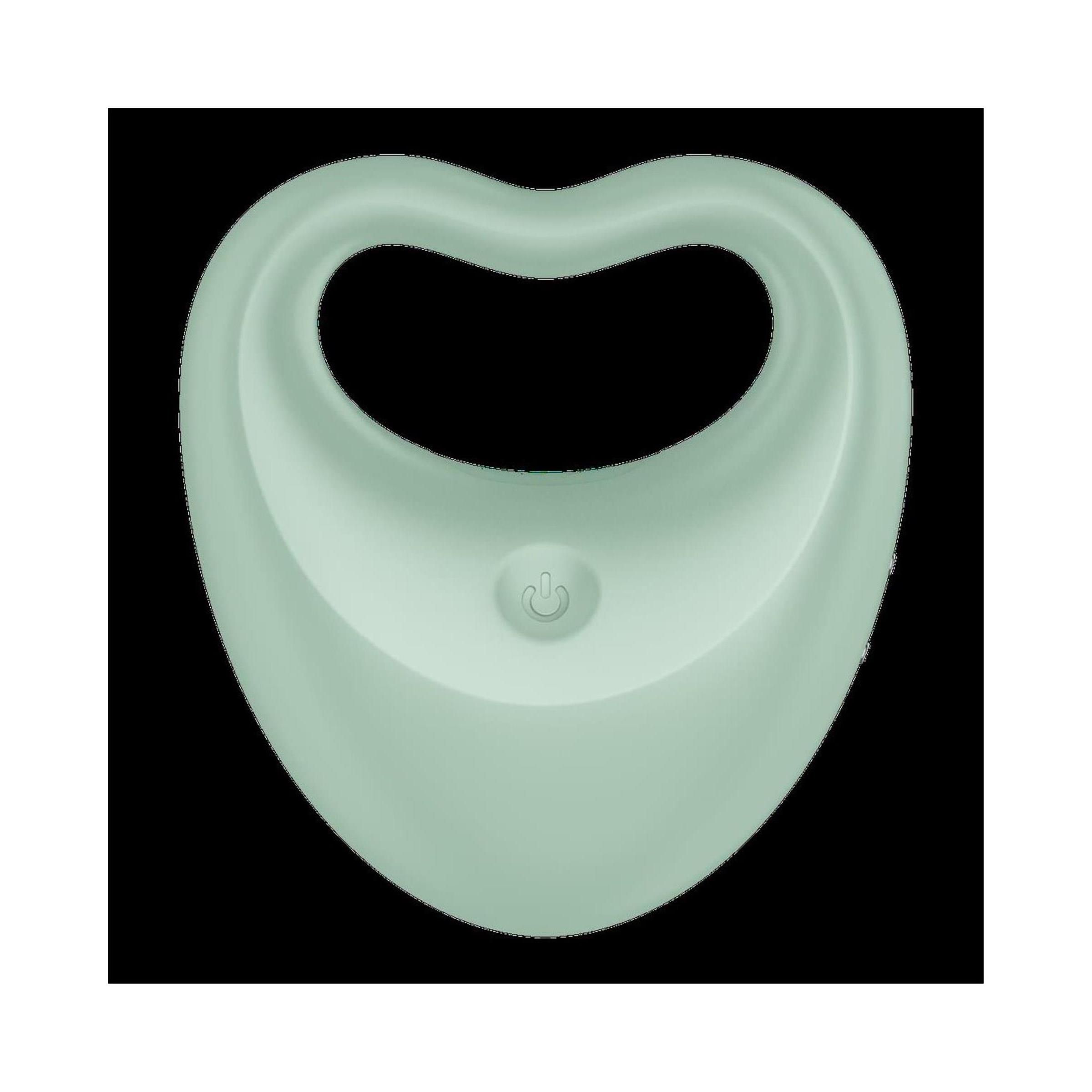 Groene hartvormige penispomp met aan/uit-knop.