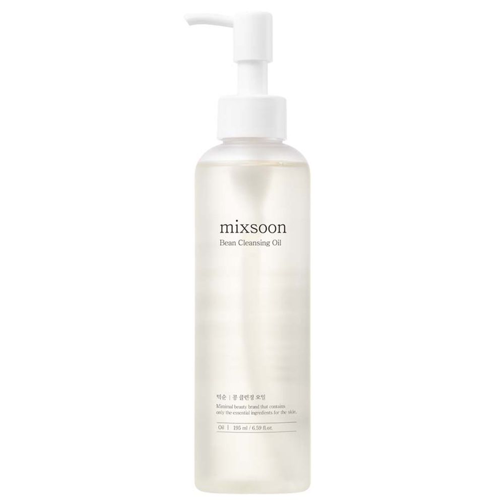 mixsoon Bean Cleansing Oil in een doorzichtige fles met pompdosering.