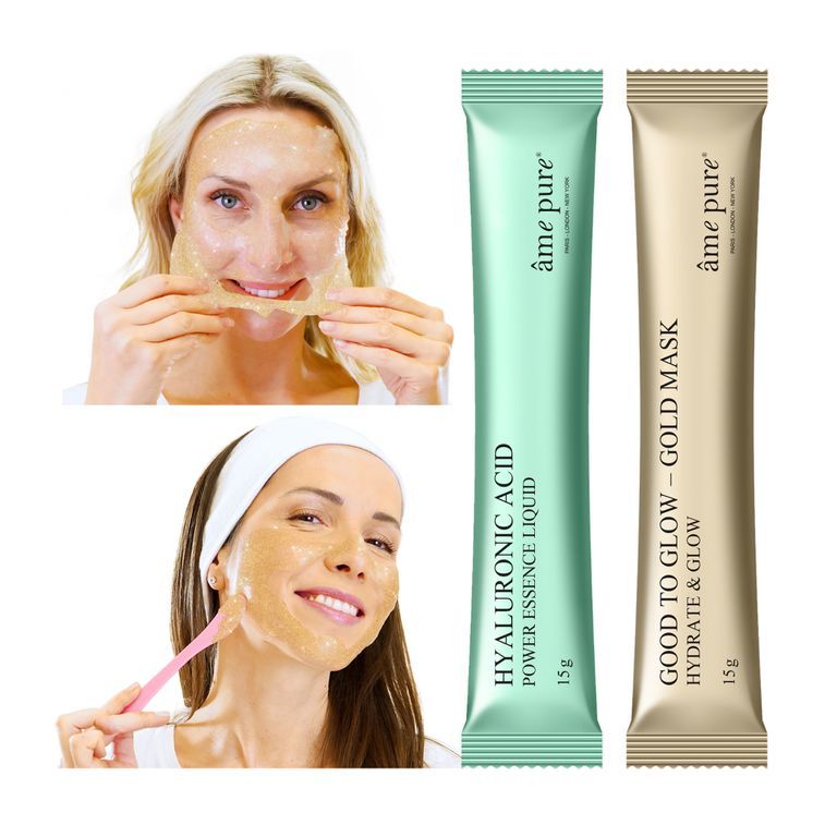 2 = 1* | âme pure Jelly Glow Rubber Mask - Goud | Set van 4