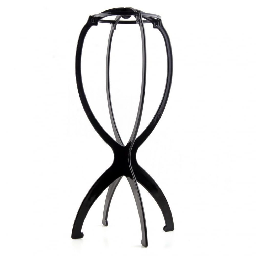 Support de perruque noir pliable.