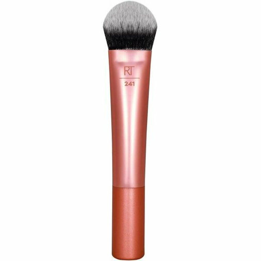 Make-up kwast met roze handvat en grijs-zwarte borstelharen. Op het handvat staat "RT 241".
