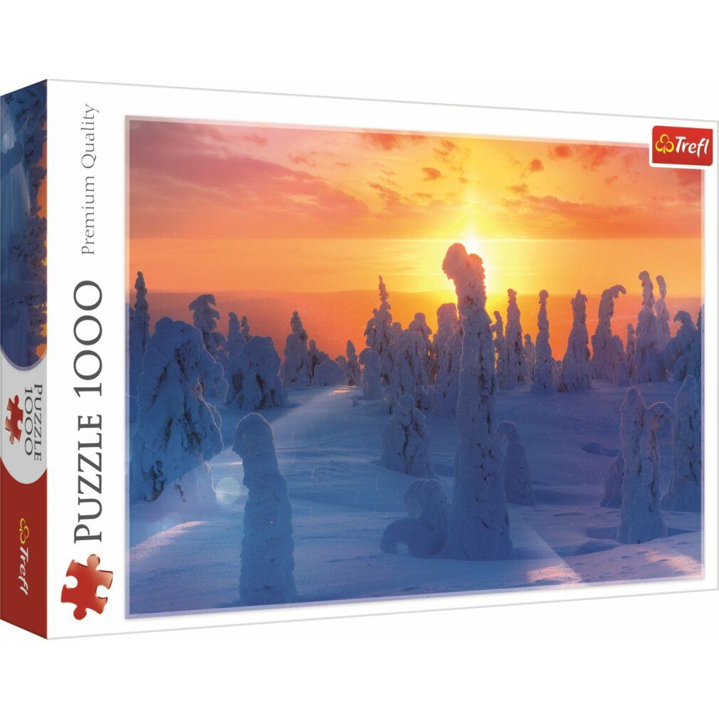 Boîte de puzzle avec paysage. Marque Trefl. 1000 pièces. Puzzle della natura finlandese.