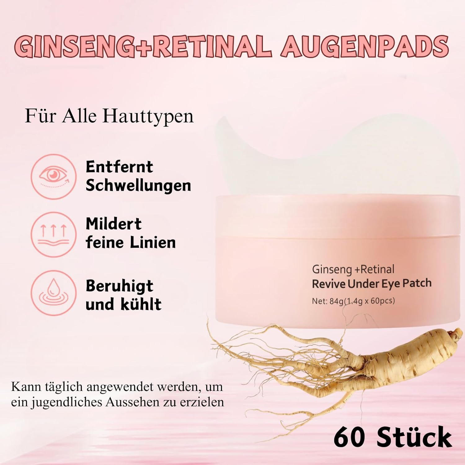 SUMMISHI Soin Coréen Ginseng + Rétinal Crème Contour des Yeux & Patchs Yeux