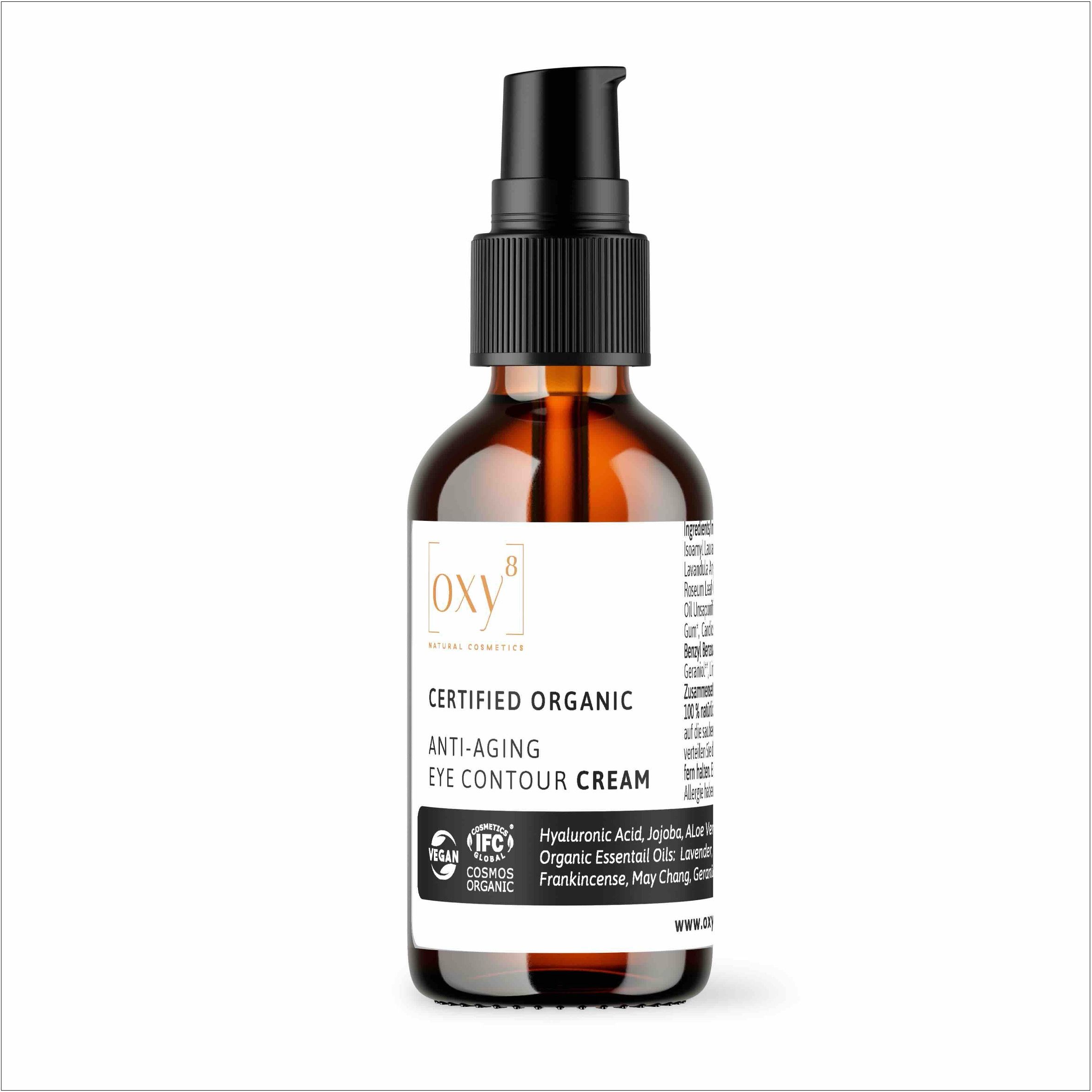 oxy8 Natural Cosmetics ANTI AGING EYE CONTOUR CREAM – Raffermit les paupières & réduit les cernes