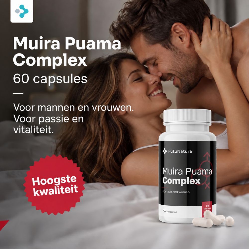 Fles FutuNatura Muira Puama Complex en koppel. 60 capsules.