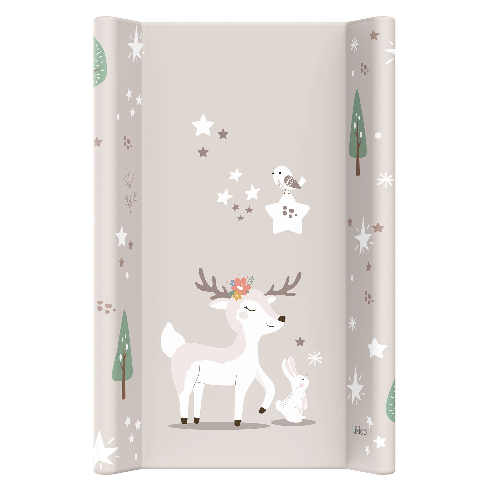 Matelas à langer avec motif de cerf et lapin en forêt. Dimensions 50x70 cm.