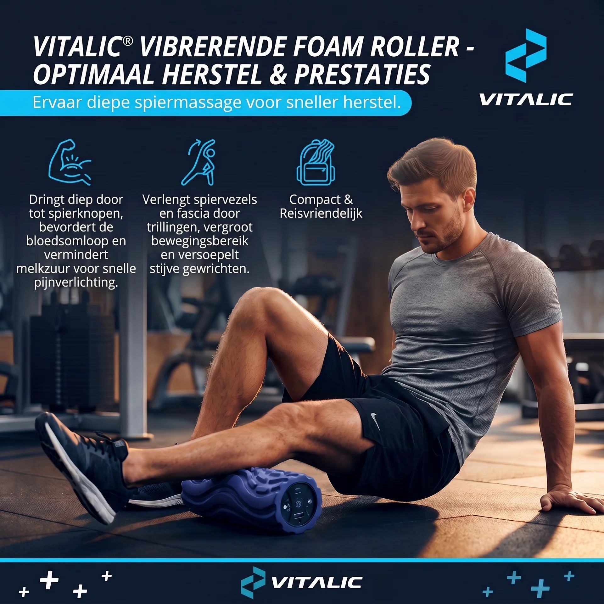 VITALIC Vibrerende foam roller – Massage roller voor rug, nek en lichaam | VITALIC