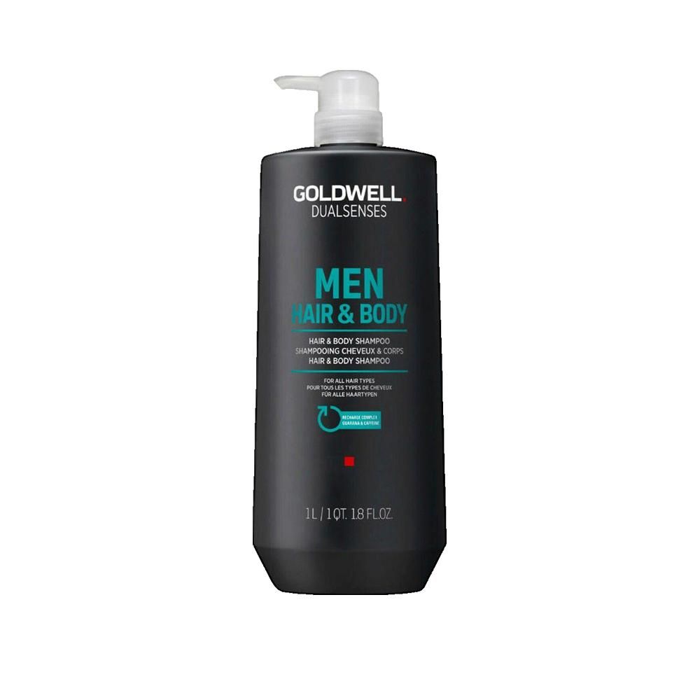 Zwarte fles Goldwell Dualsenses Men 2-in-1 Shampoo met pompdispenser, 1L.