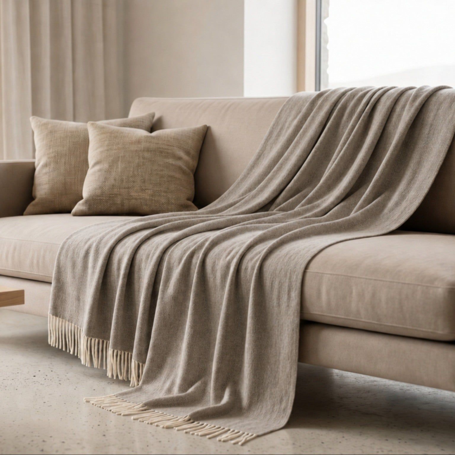 Werpdeken 130x170 cm Cotton Blend Taupe | Lichtgewicht Deken 250 g/m² voor Bank en Bed