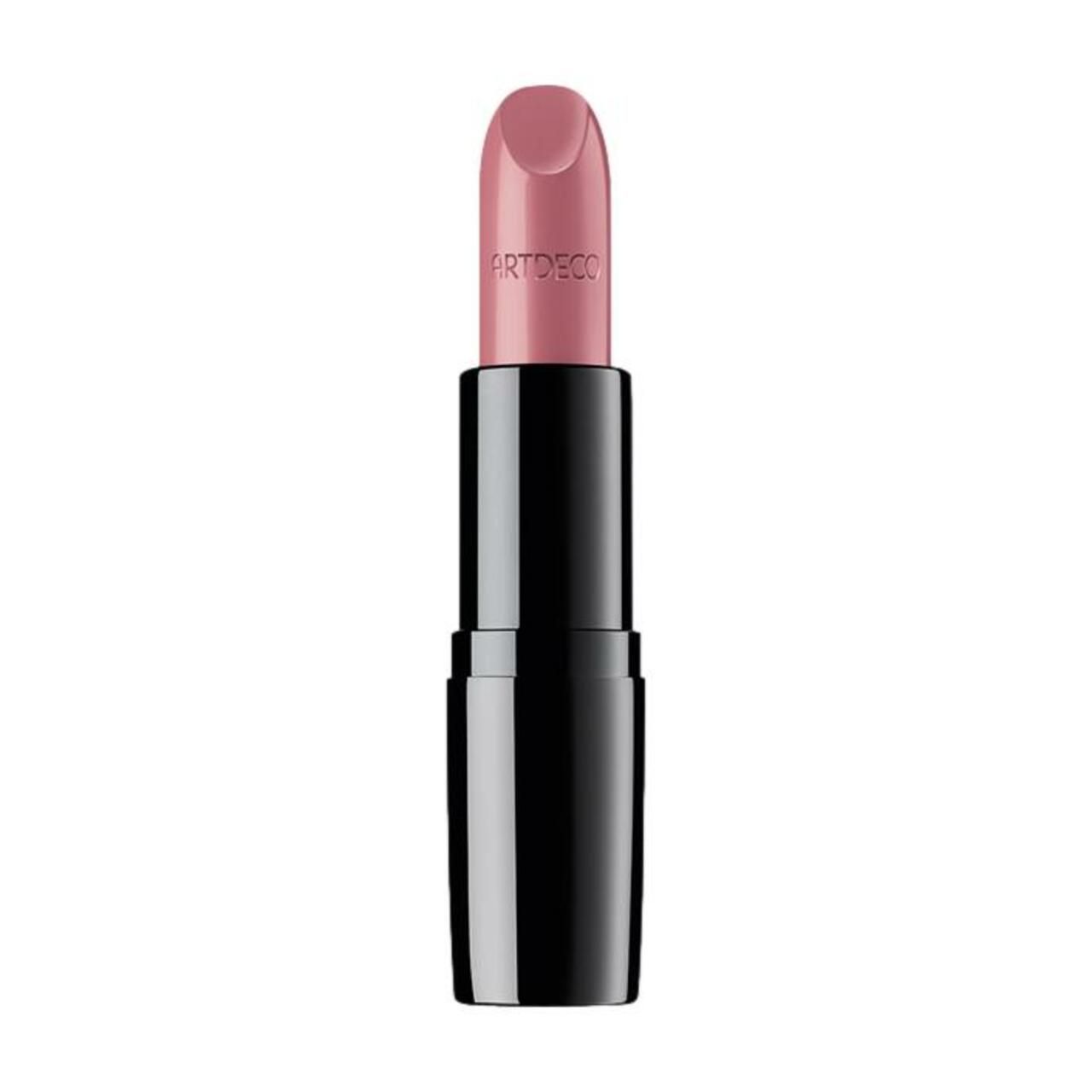 Beige lipstick met zwarte huls. De tekst "ARTDECO" is zichtbaar op de lipstick.