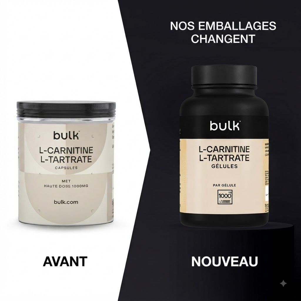 Gélules de L-Carnitine L-Tartrate de Bulk, ancien emballage.