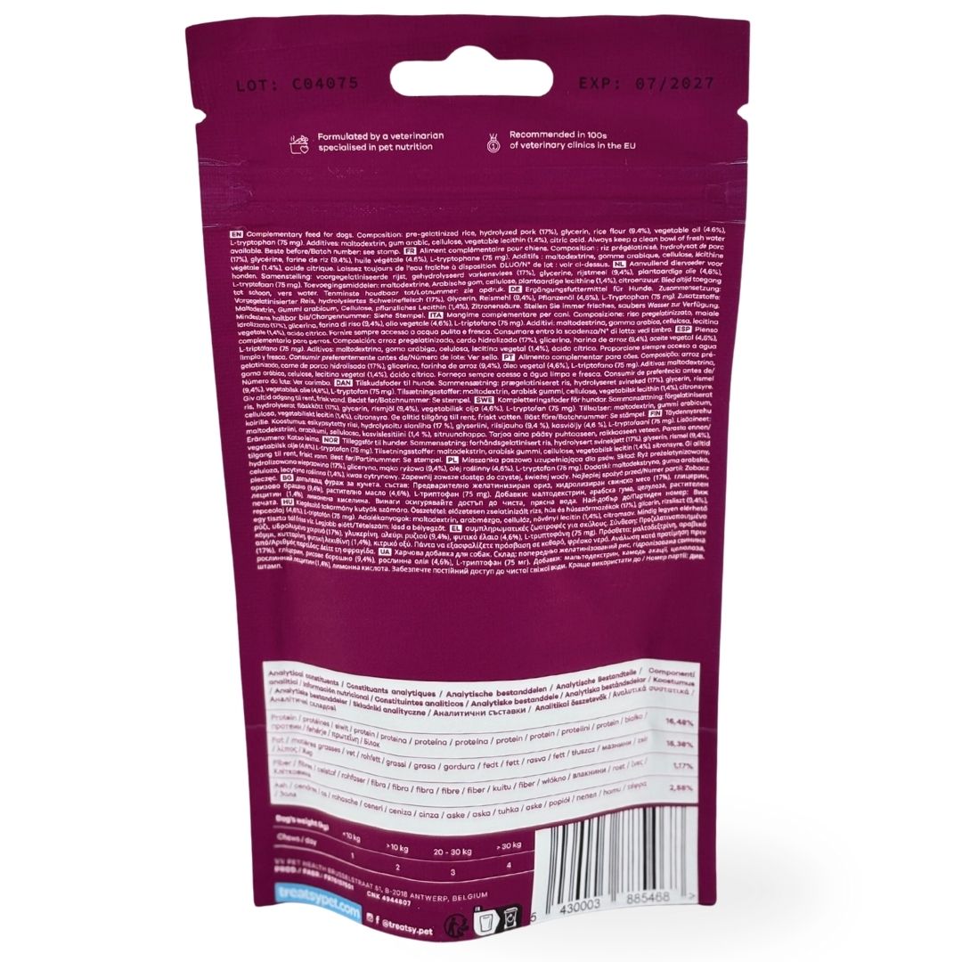 Dos de l'emballage du produit avec du texte. Contient des informations sur les ingrédients et l'utilisation.