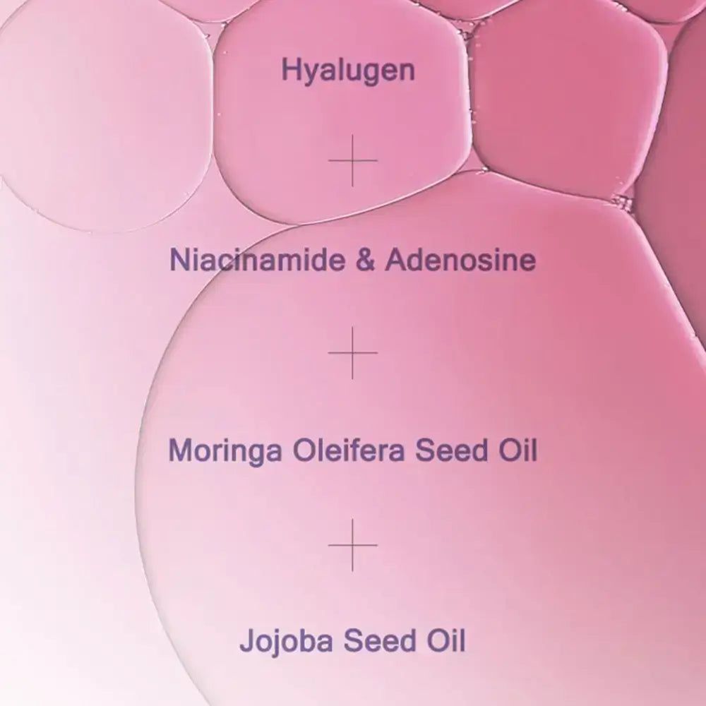 Ingrédients affichés : Hyalugen, Niacinamide & Adénosine, Moringa Oleifera Seed Oil, Jojoba Seed Oil.