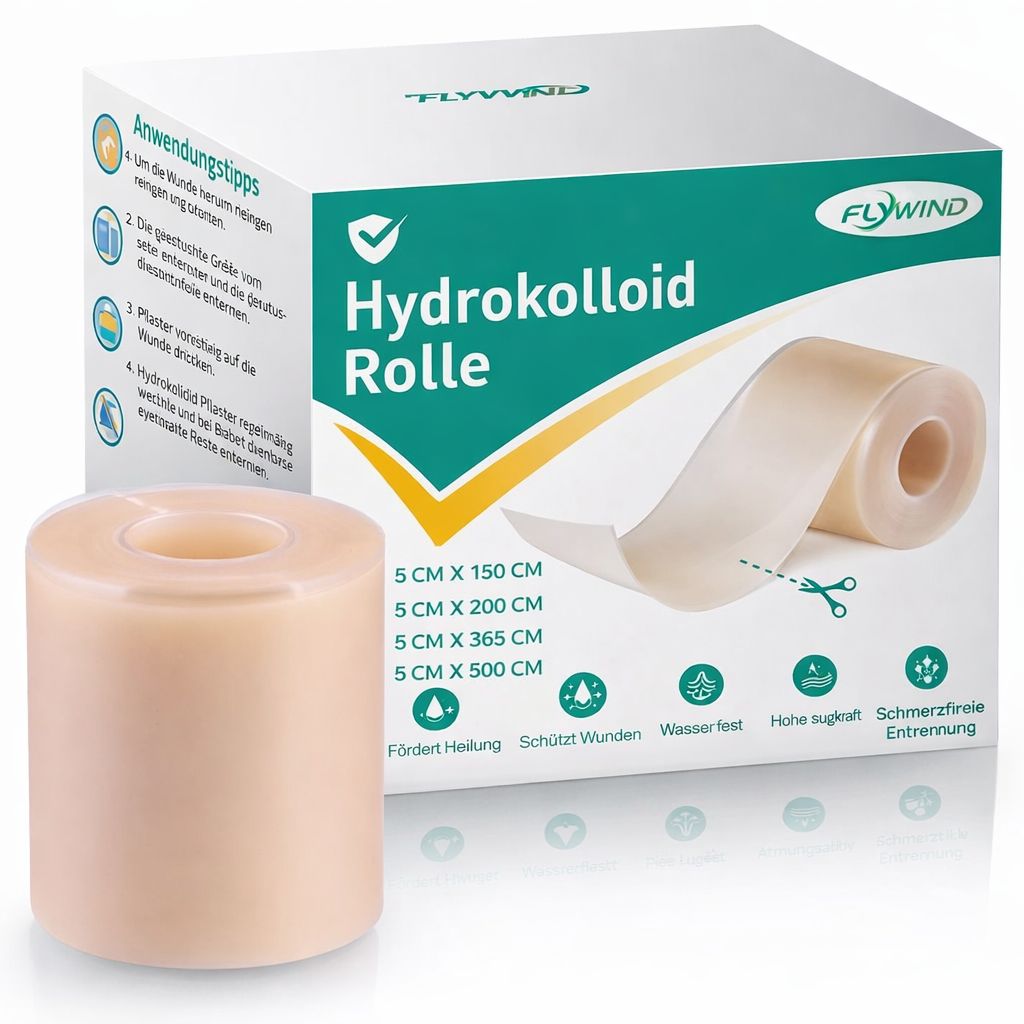 Emballage du rouleau hydrocolloïde. Rouleau de pansement, 5 cm x 150 cm, 200 cm, 365 cm, 500 cm. Favorise la guérison, protège les plaies.