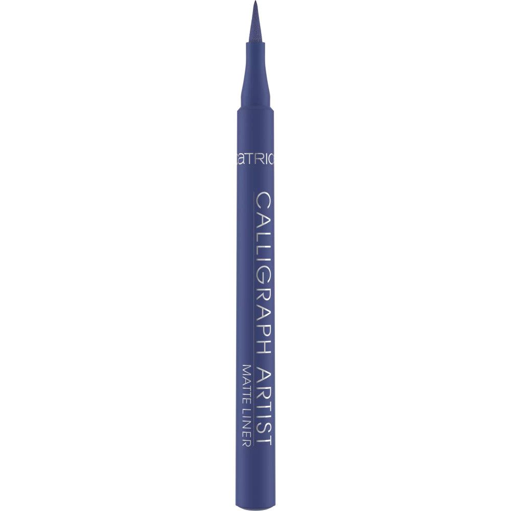 Eyeliner bleu. Inscription: CALLIGRAPH ARTIST MATTE LINER. Marque: CATRICE. En forme de stylo.