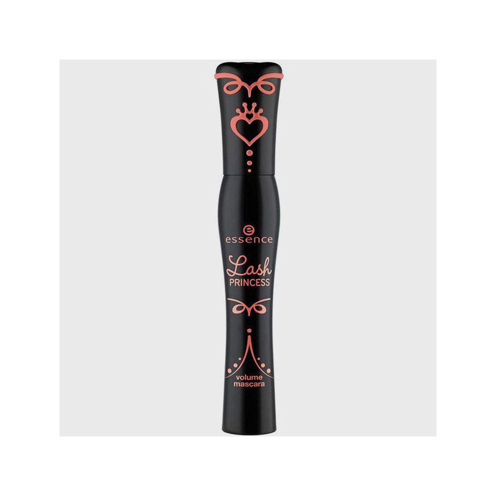 Tube de mascara noir avec motifs roses et inscription "Lash Princess". Contient "Volume mascara".