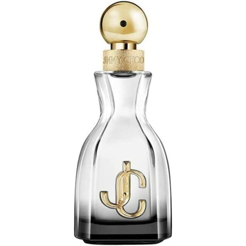 Flacon de parfum. Flacon en verre avec bouchon doré et logo. Le flacon a une forme arrondie et un dégradé de couleurs.