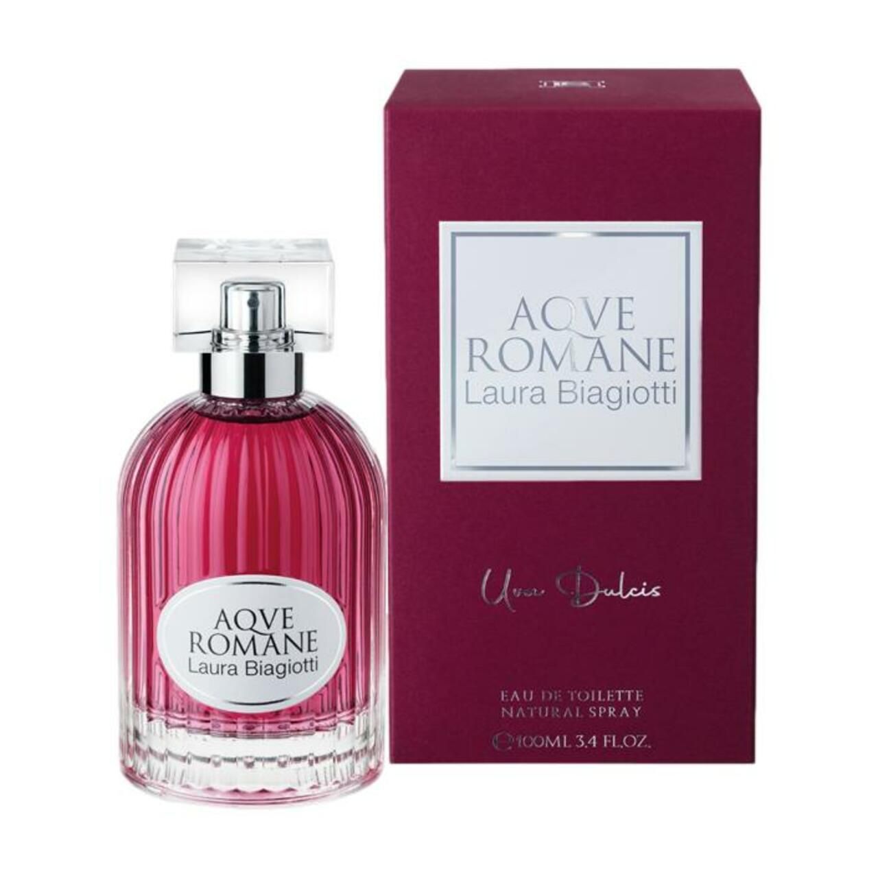 Fles en doos Laura Biagiotti AQVE ROMANE Uva Dulcis Eau de Toilette.