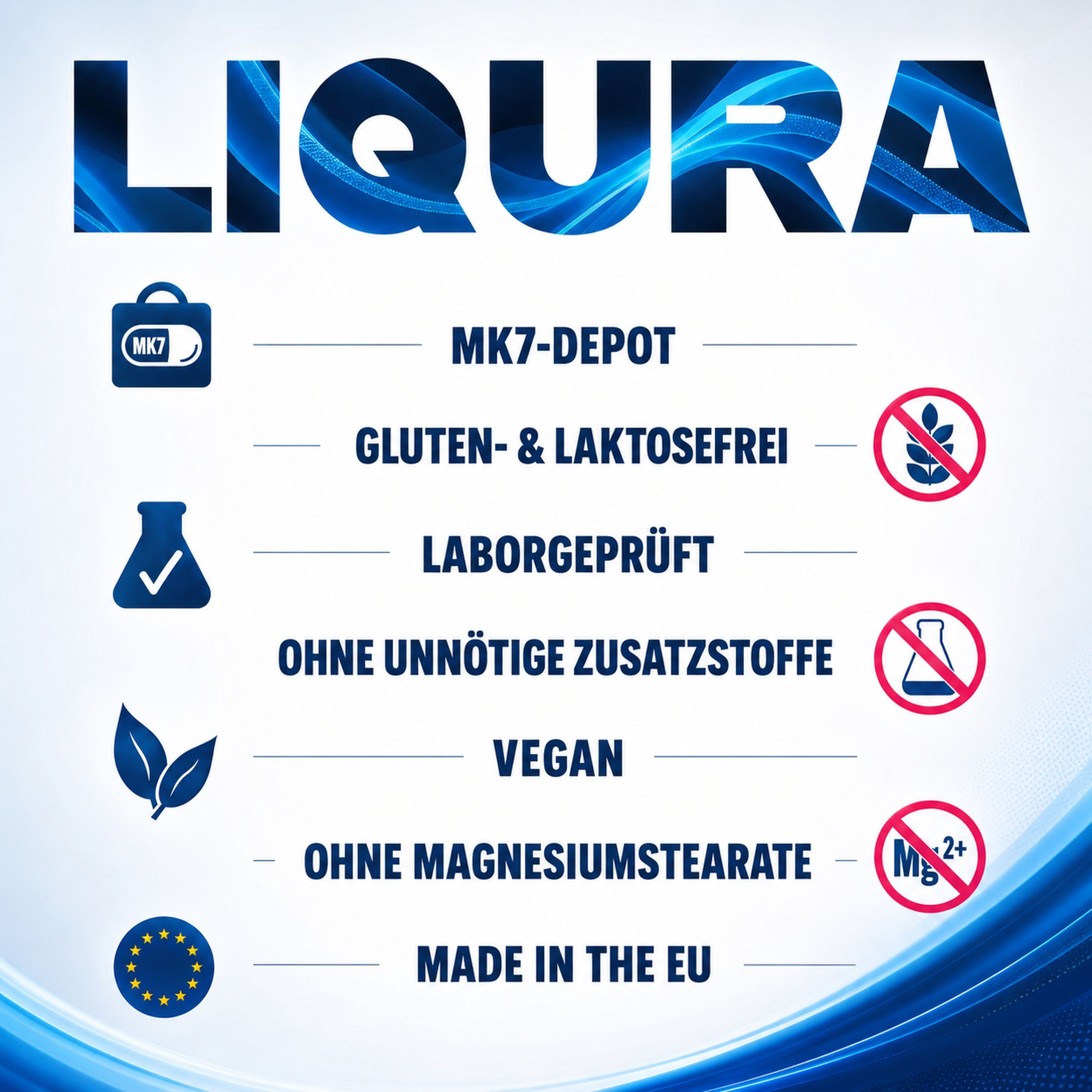 Spray LIQURA Vitamine D3+K2: MK7-Depot, sans gluten, sans lactose, testé labo, vegan.