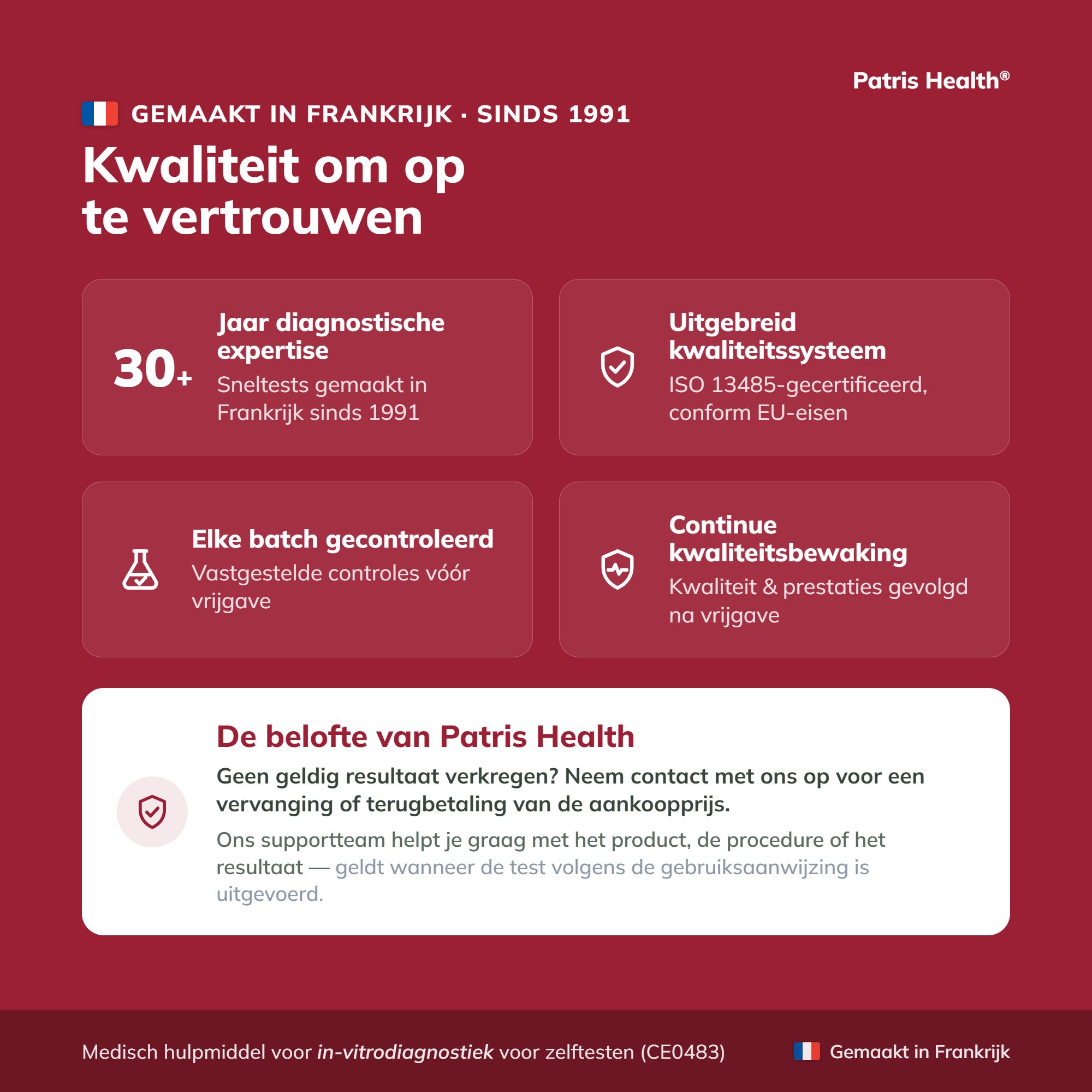 Hoe de ijzertekort zelftest werkt: bloeddruppel nemen, bloed aanbrengen, resultaat lezen.