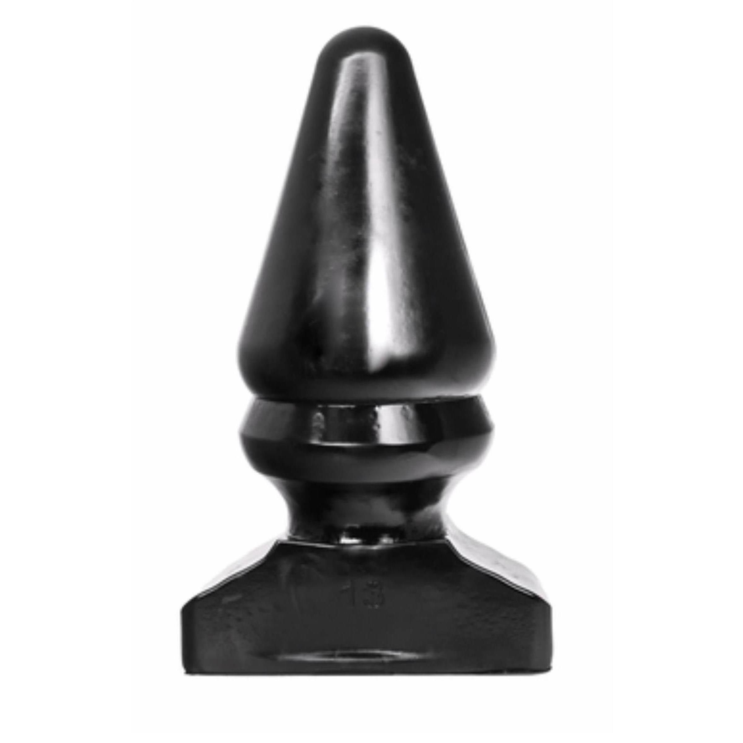 Bouchon anal noir conique avec une base large.