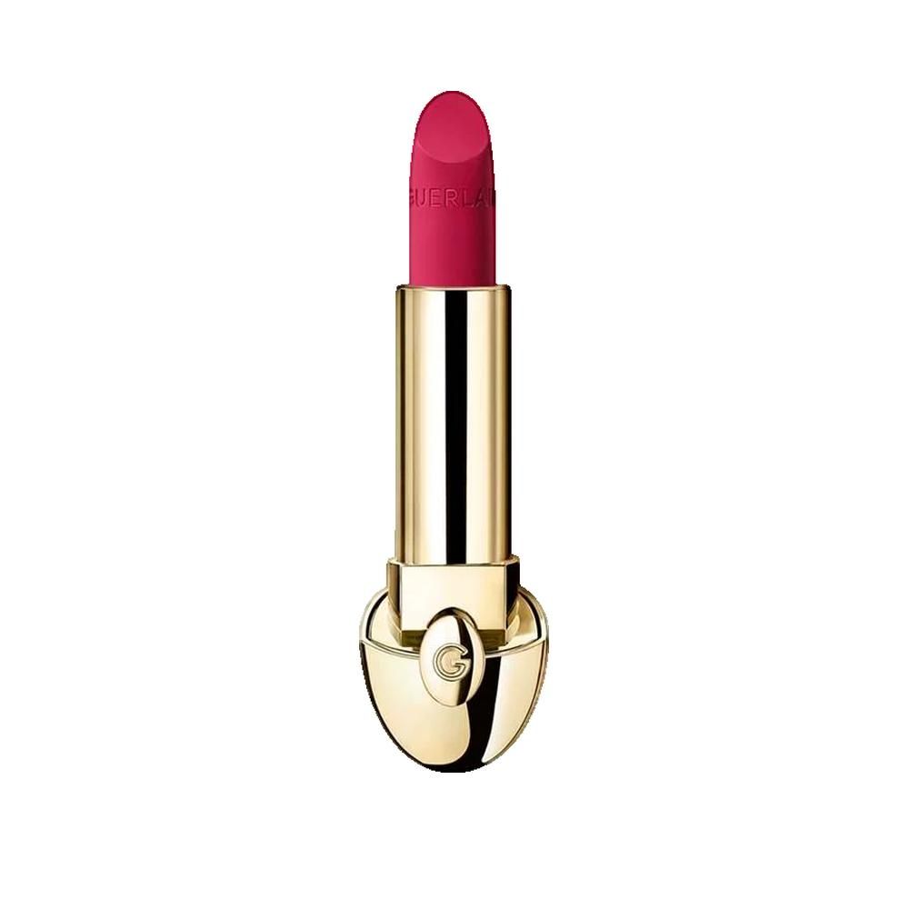 Roze lipstick in gouden huls. De lipstick draagt de tekst "GUERLAIN".