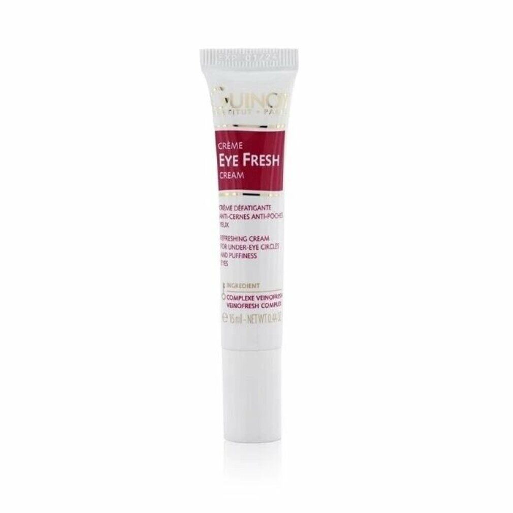 Guinot Crème Eye Fresh Creme tube. Witte tube met rood etiket. Bevat een metalen applicator.