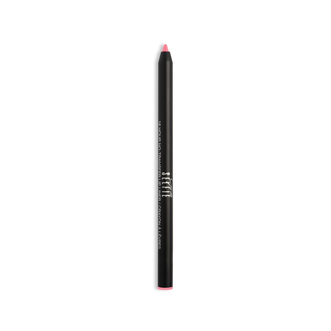 Crayon à lèvres noir avec pointe rose. Inscription 'Selfie'.