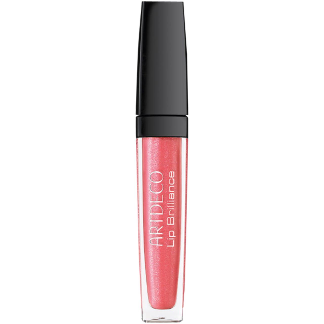 Artdeco Lip Brilliance. Roze lipgloss tube met zwarte dop. Opschrift.