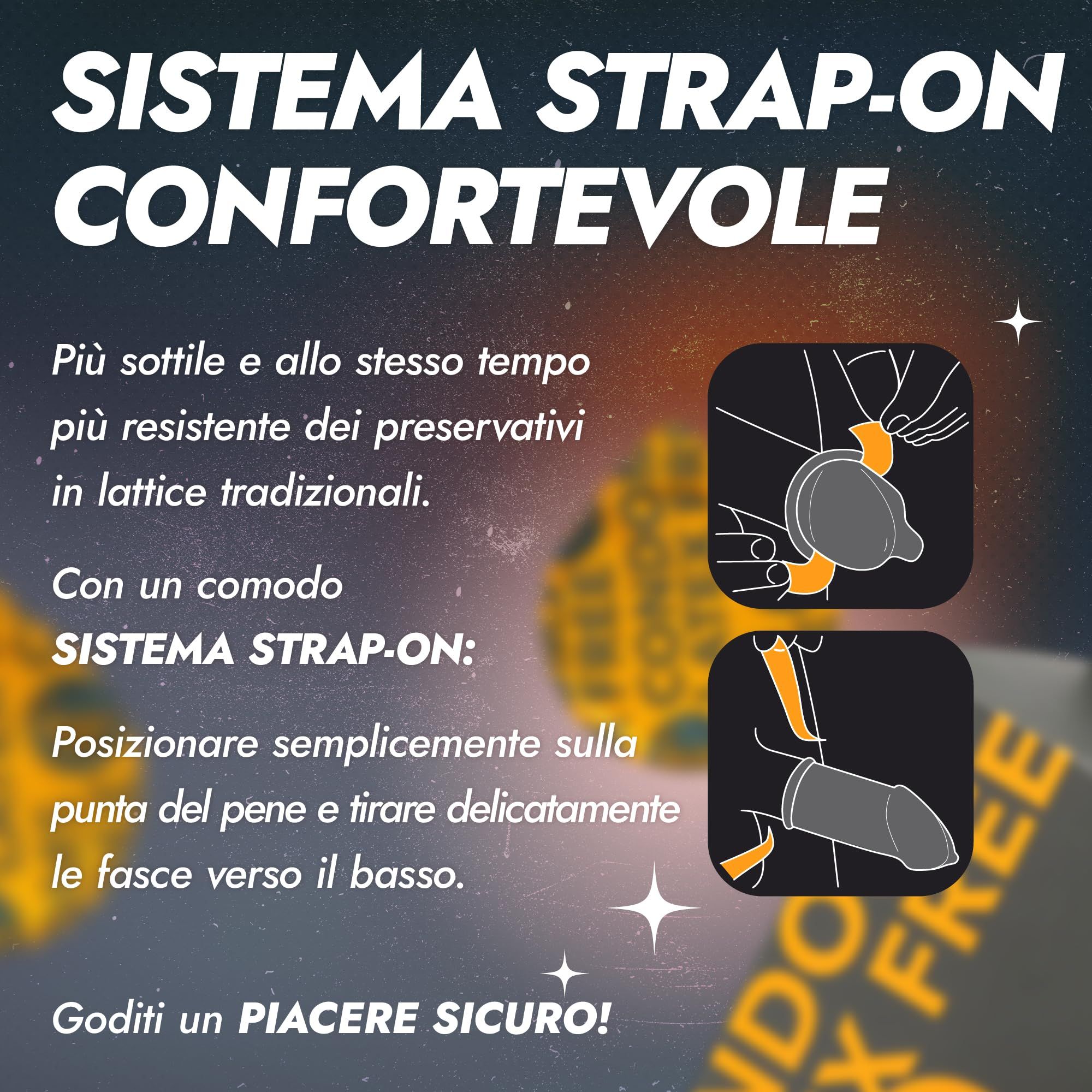 Préservatif Loovara, sans latex, avec système Strap-On confortable.