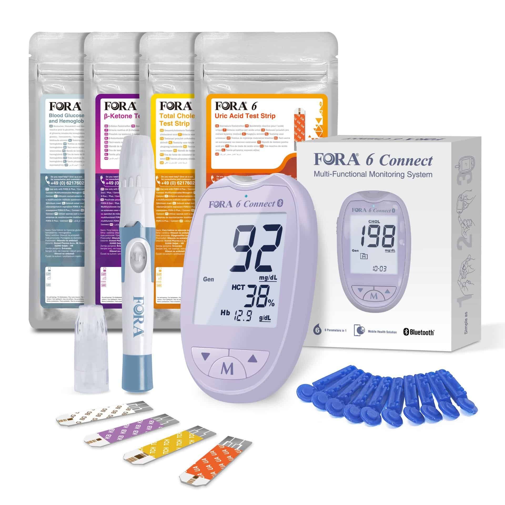 FORA 6 Connect 6-in-1 Starterkit - Special Edition (Paars) - multi-parameter meetapparaat - mmol/l