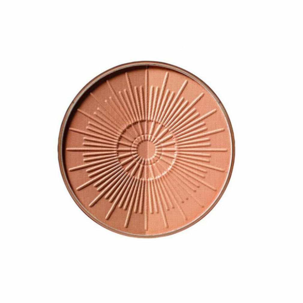 Recharge de poudre bronzante ronde. Couleur bronzée avec motif rayons de soleil. Bord marron.
