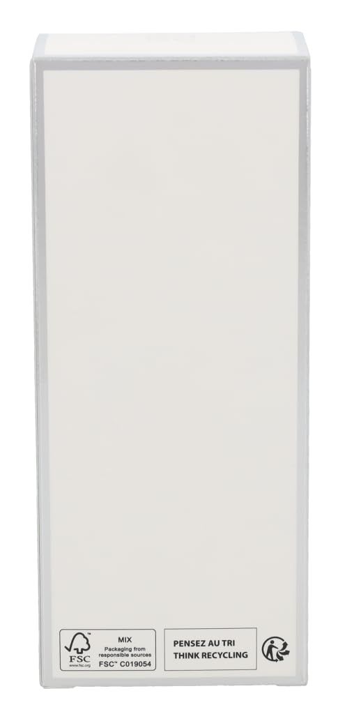 Dos de l'emballage blanc. Logo FSC, texte: MIX emballage de sources responsables. Texte: Pensez au tri, Think Recycling.