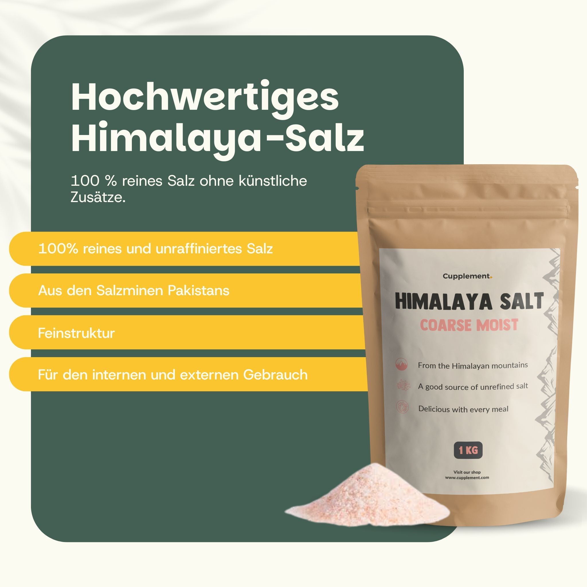 Sel de l'Himalaya de haute qualité, sachet de 1kg, gros grains, 100% pur et non raffiné.