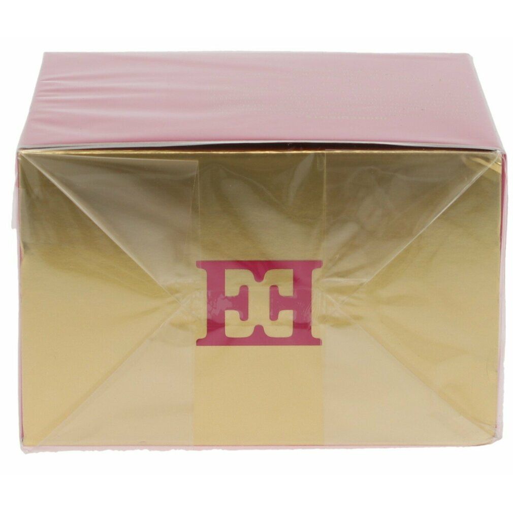 Dessus de l'emballage d'Escada Especially Eau De Parfum Spray. Doré avec logo rouge.