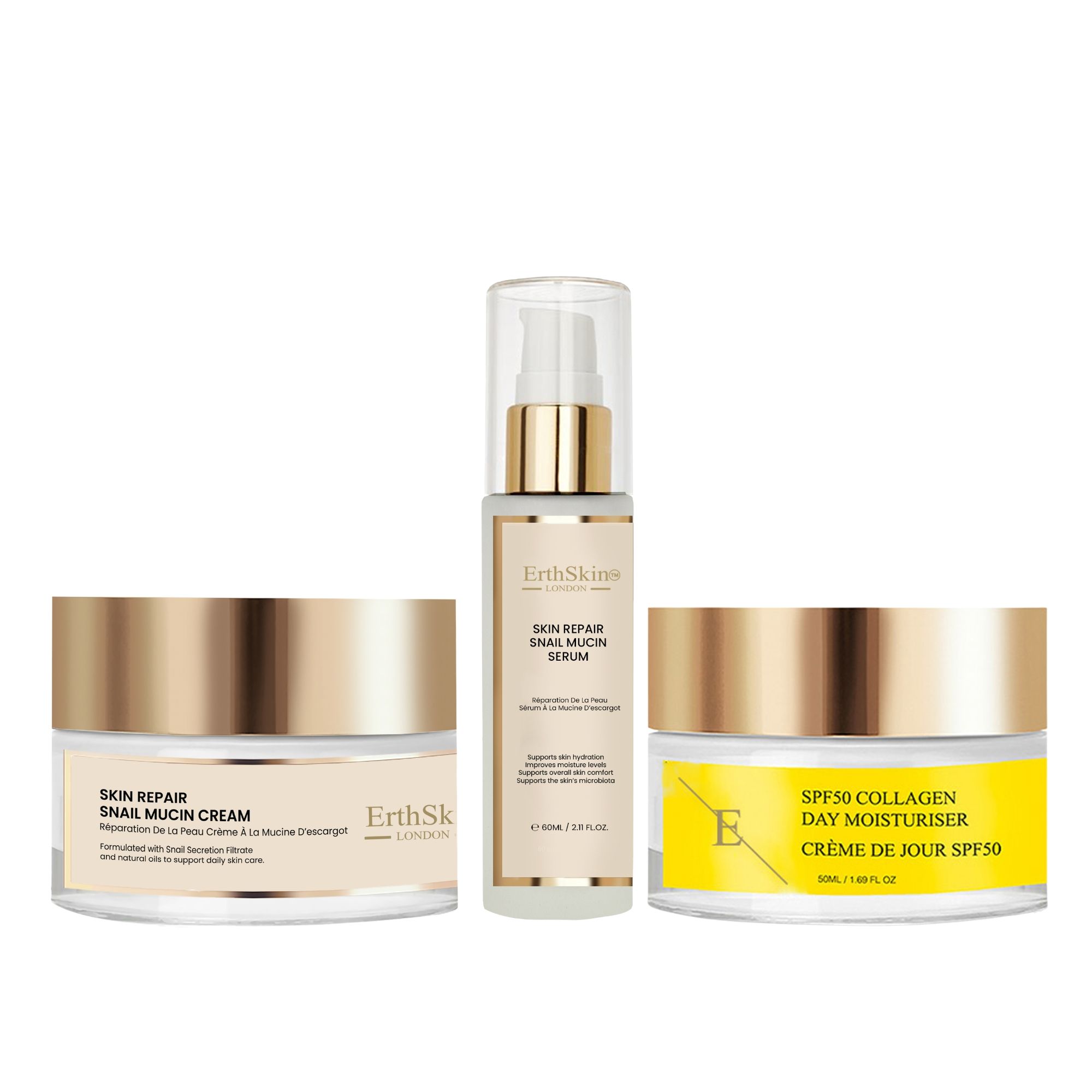 ErthSkin London Coffret Bave d’Escargot & Crème Jour SPF50