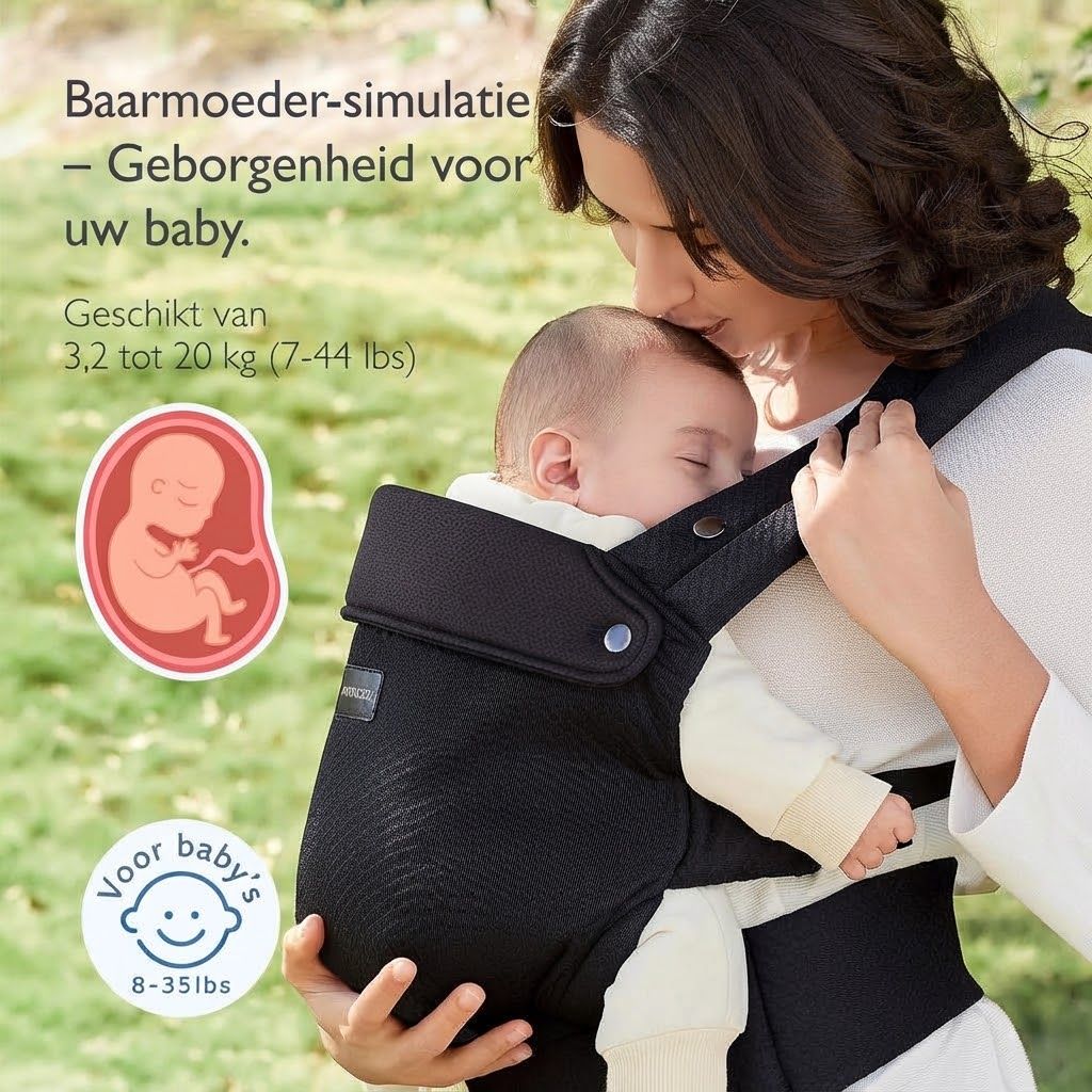 Momcozy Baby Draagzak - Licht & Ademend Luchtgaas-Zwart