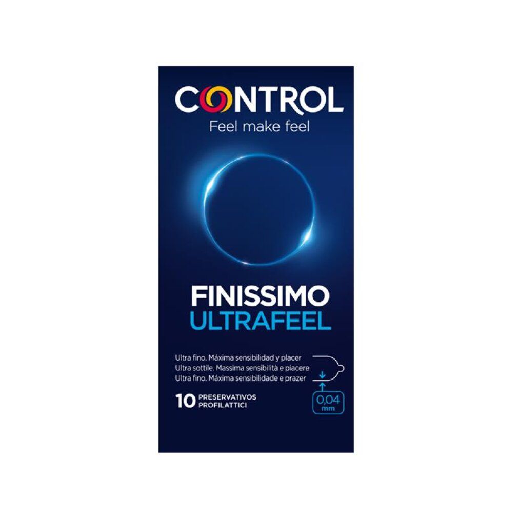 Préservatifs Control Finissimo Ultra Feel, boîte de 10. Épaisseur 0,04 mm. Certifié CE.