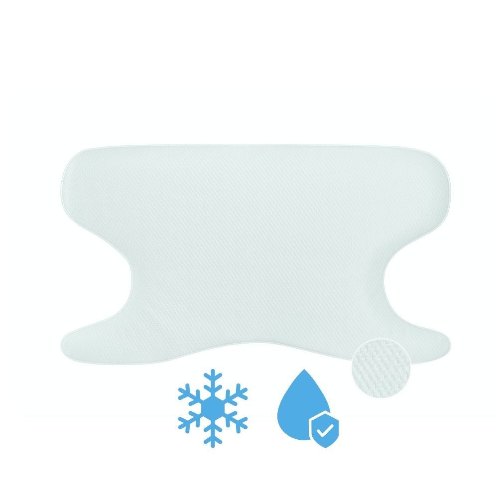 Oreiller blanc en forme de papillon. Symboles de flocon de neige et de goutte. Pour appareils PPC/CPAP.