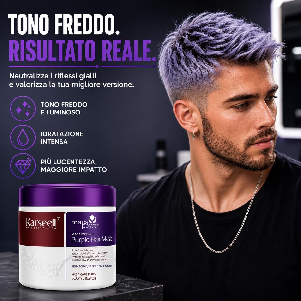 KARSEELL Masque Violet Anti-jaunissement pour Cheveux Blonds Platine et Gris