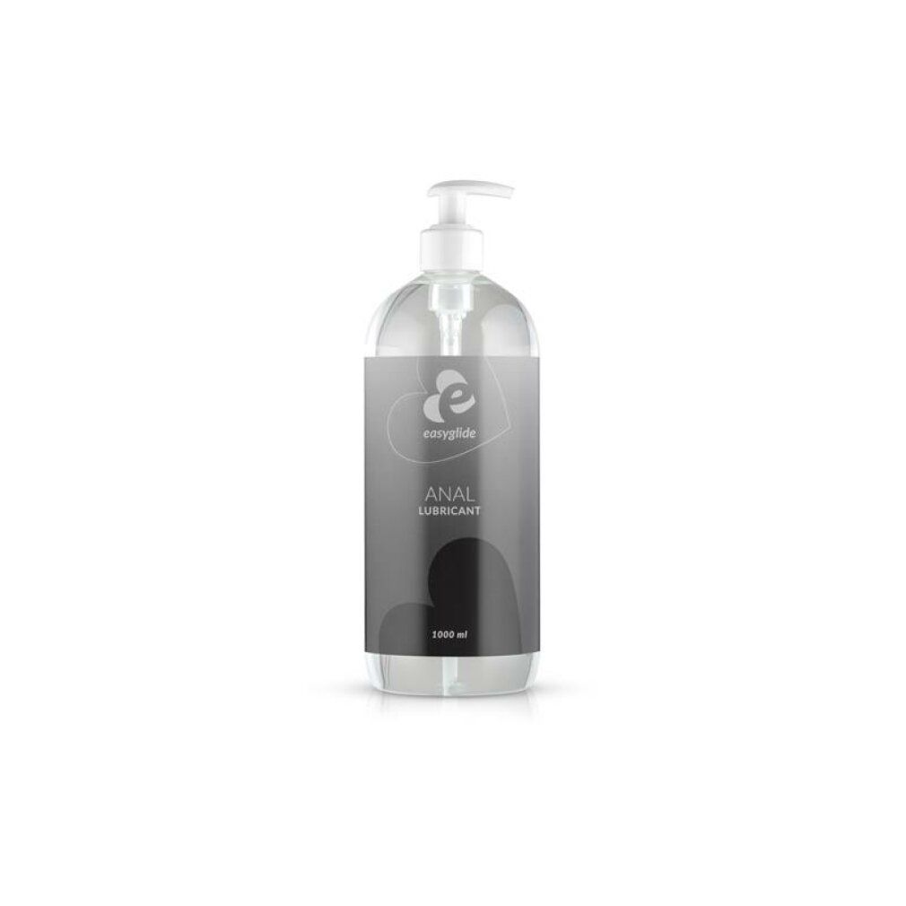 Transparante fles met pomp. Etiket met logo en tekst "ANAL LUBRICANT".