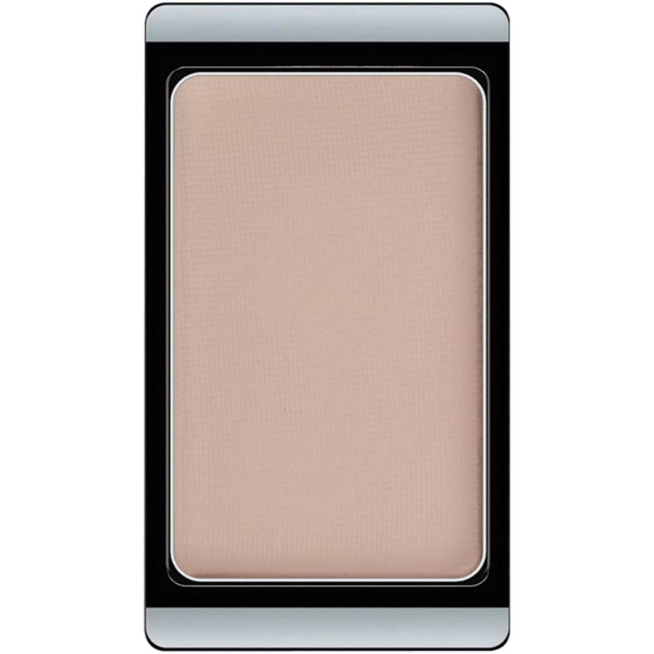 Artdeco Lidschatten Mattfarben. Rechthoekig, beige oogschaduwpalet in zwarte behuizing met zilveren accenten.