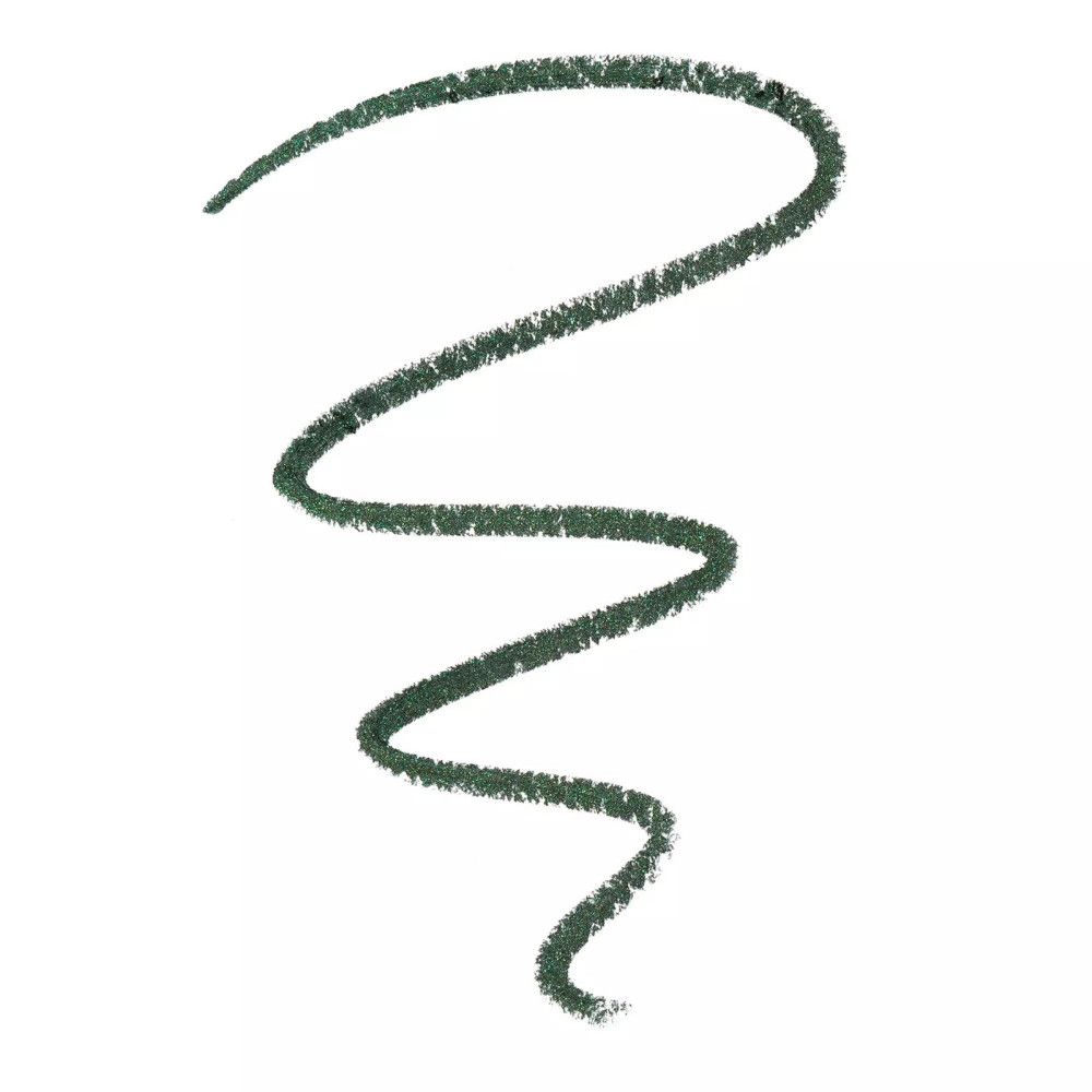 Trait d'eye-liner vert. Trait tracé. Texture visible.