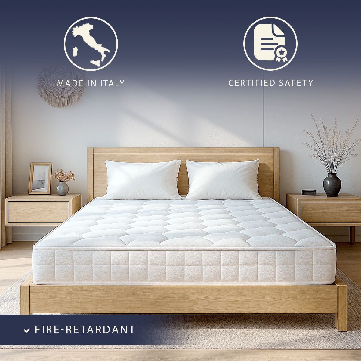 The White Stone Matras 140x190 met Pocketveren en Memory Foam | Hoogte 25 cm